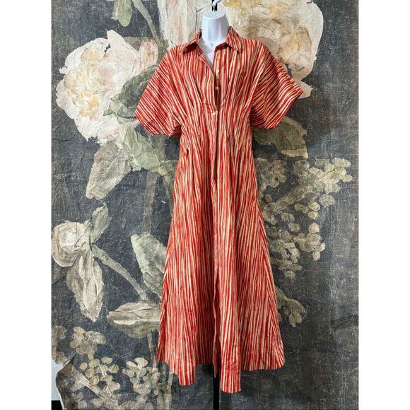 New Anthropologie The Tobie Button-Front Pleated Shirt Dress by Exquise Size M - Picture 6 of 10